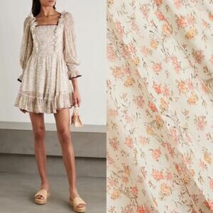 LUG VON SIGA Madison Shirred Floral-print Crepe De Chine Mini Dress